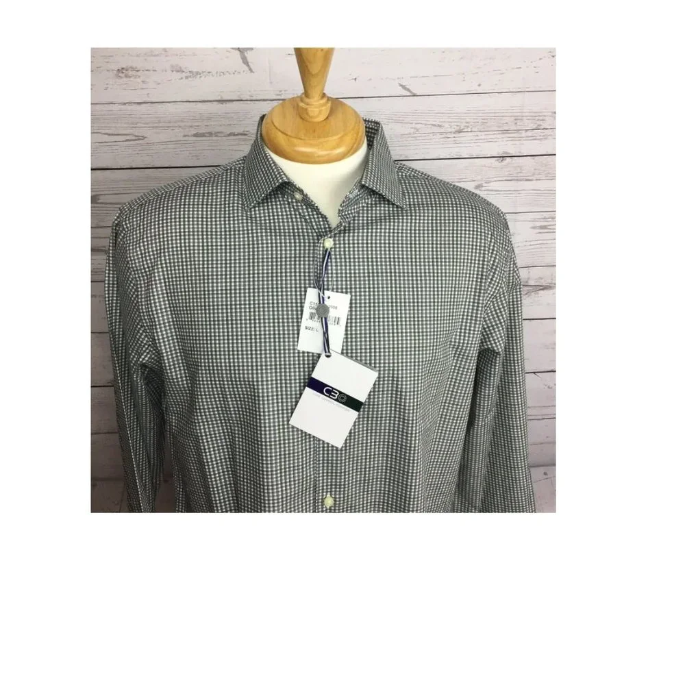 Men's Shirt Thomas Dean Green Heather Plaid Long Sleeve Size: M - Picture 7 of 7